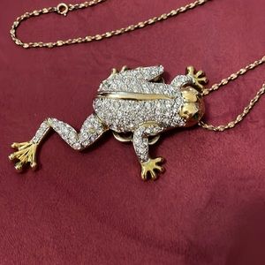 Gold tone Crystal Frog pendant